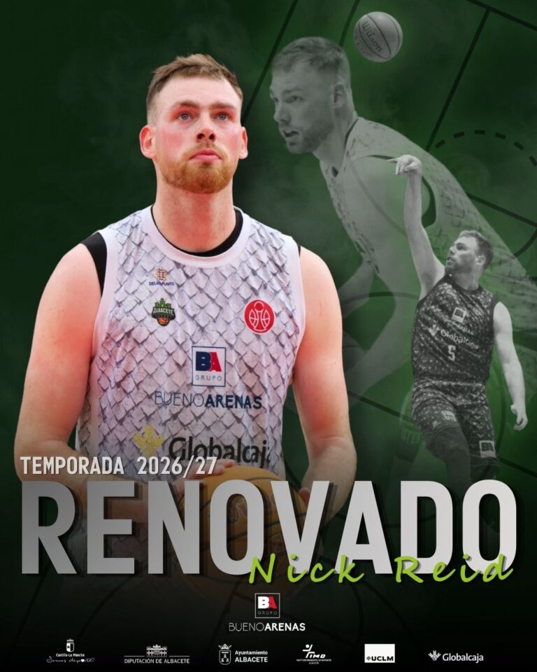 Nick Reid renueva con el Bueno Arenas Albacete Basket para la temporada 2026/27