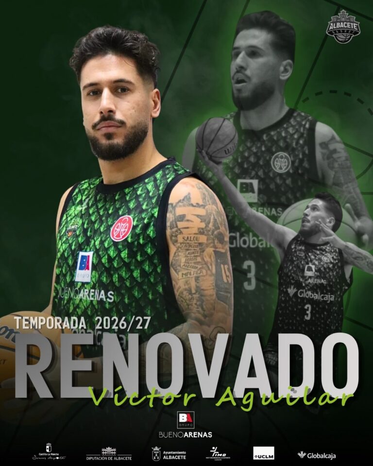 Víctor Aguilar renueva otra temporada con el Bueno Arenas Albacete Basket